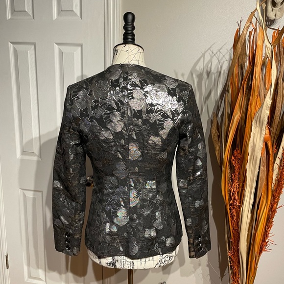 NWOT Nordstrom Tuxedo Brocade Jacquard Floral shiny Formal Evening whimsgoth rav - Picture 4 of 9